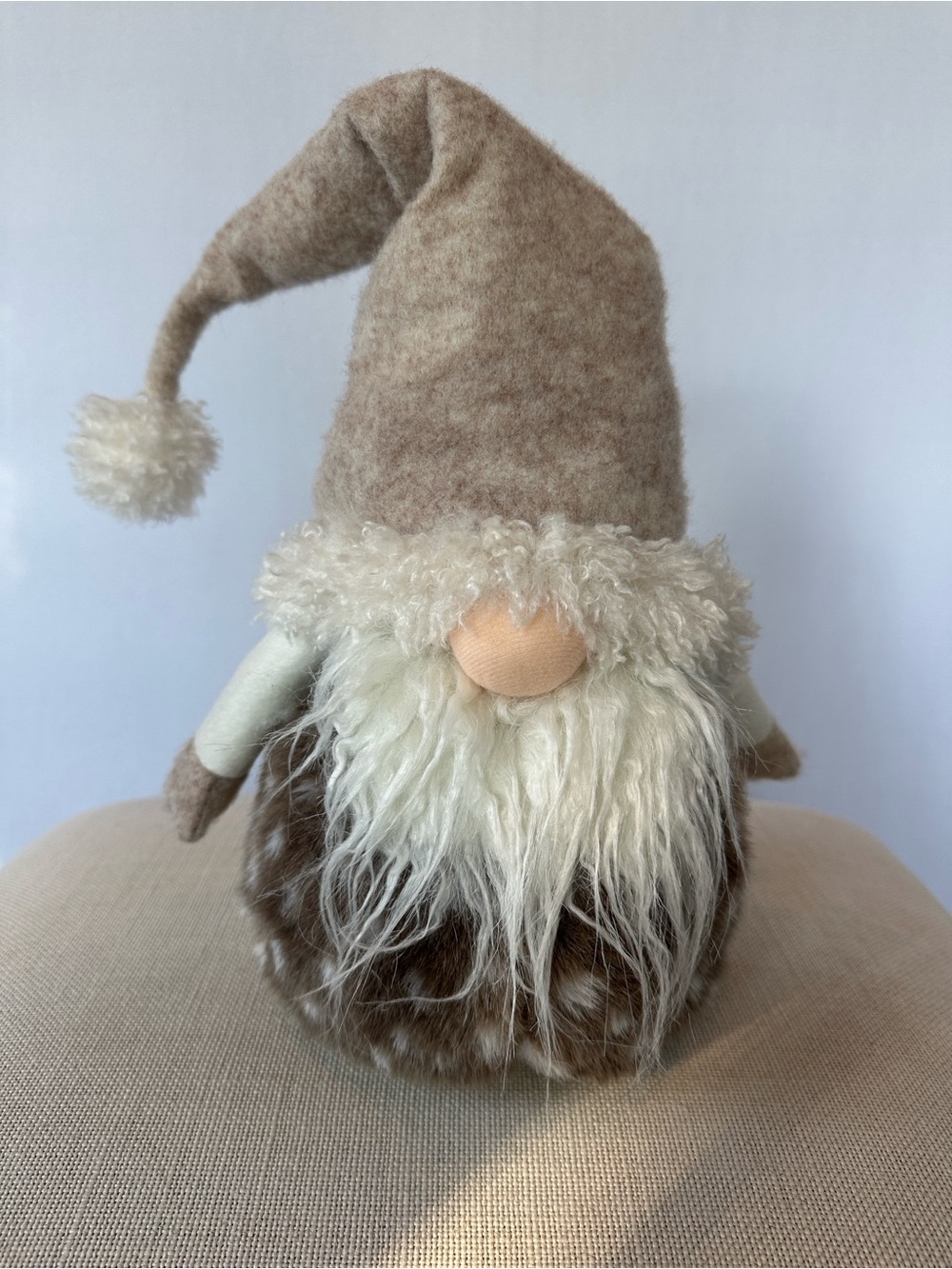 Woodland Gnome with Fawn Faux Fur Body 20” height Neutral Farmhouse Décor